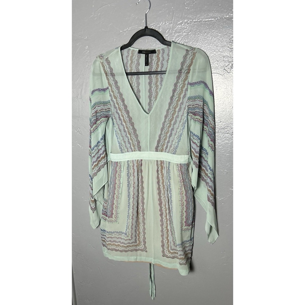 BCBGMAXAZRIA women's Silk Dress Size Xs Handkerchief Sleeves‎ Flowy Fairy Boho